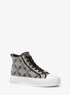 ivy logo high top sneakers michael kors|Evy Metallic Empire Logo Jacquard High.